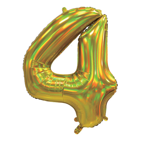 Sensations Iridescent Gold Number 4 Foil Balloon (30")