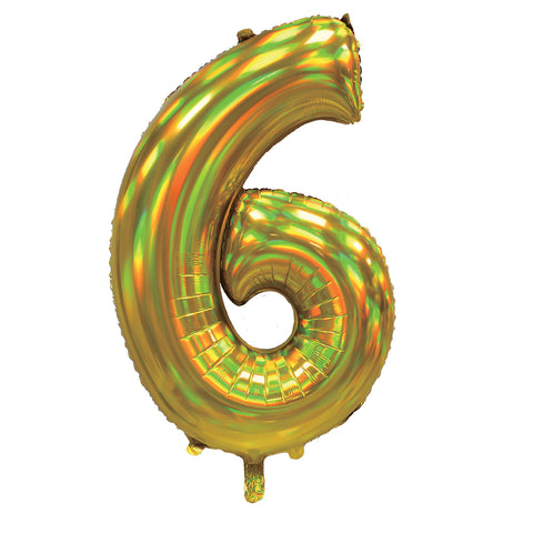 Sensations Iridescent Gold Number 6 Foil Balloon (30")