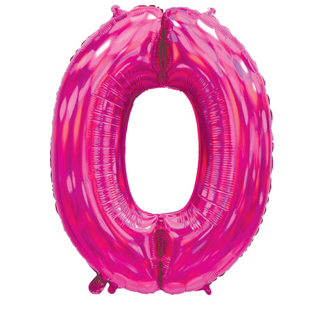 Sensations Iridescent Pink Number 0 Foil Balloon (30")