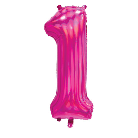 Sensations Iridescent Pink Number 1 Foil Balloon (30")