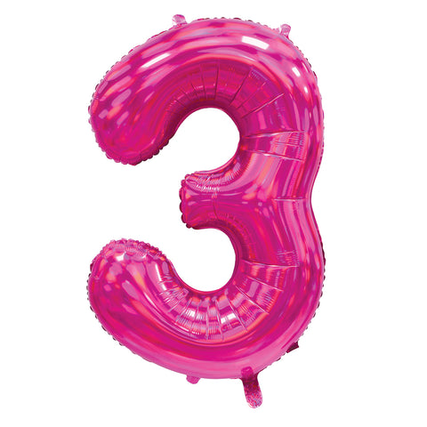 Sensations Iridescent Pink Number 3 Foil Balloon (30")