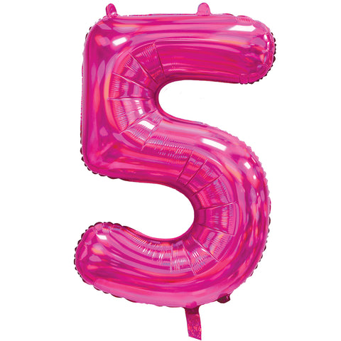 Sensations Iridescent Pink Number 5 Foil Balloon (30")