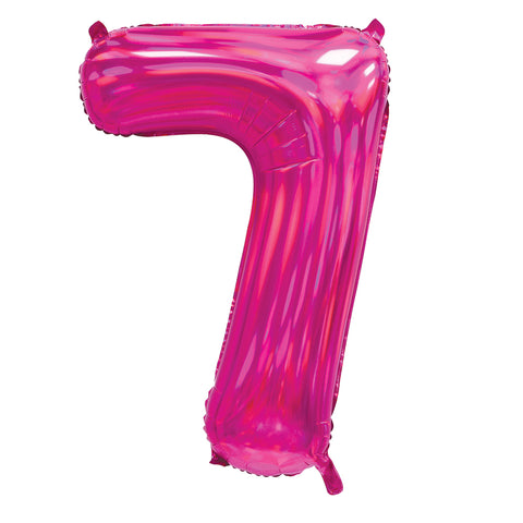 Sensations Iridescent Pink Number 7 Foil Balloon (30")