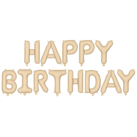 Beige Air-filled Birthday Banner Foil Balloon (14")