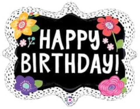 Dotted Birthday Flowers Foil Balloon (30")