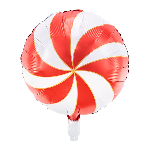 Gold and Red Candy Cane Round Foil Balloon (14")