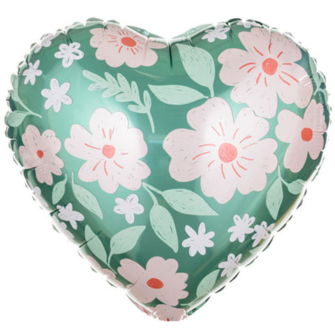 Floral Heart Foil Balloon (18")
