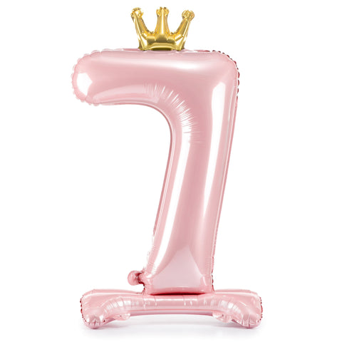 Light Pink Crown Number 7 Standing Foil Balloon (33”)