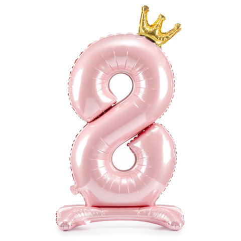 Light Pink Crown Number 8 Standing Foil Balloon (33”)