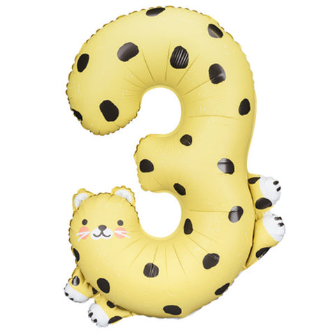 PartyDeco Cheetah Number 3 Foil Balloon (34")