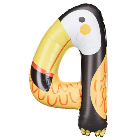 PartyDeco Toucan Number 4 Foil Balloon (34")
