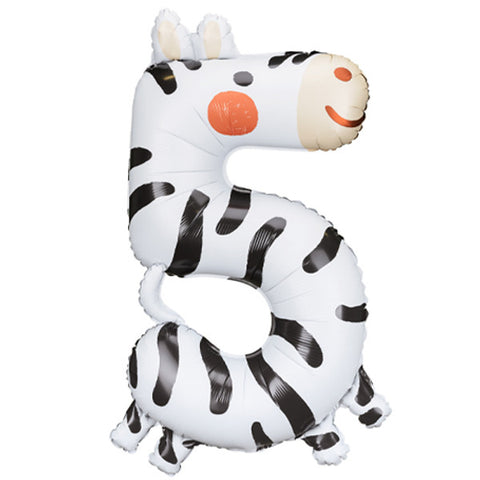 PartyDeco Zebra Number 5 Foil Balloon (34")