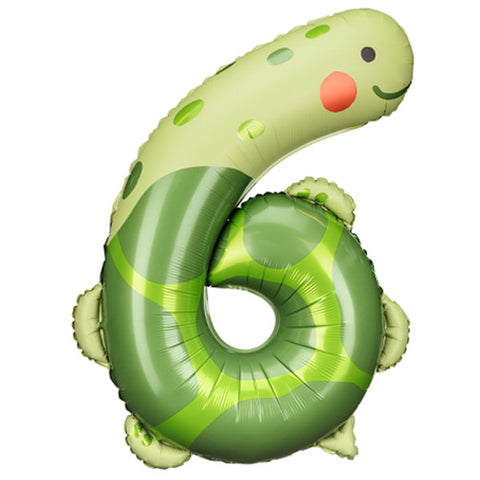 PartyDeco Turtle Number 6 Foil Balloon (34")