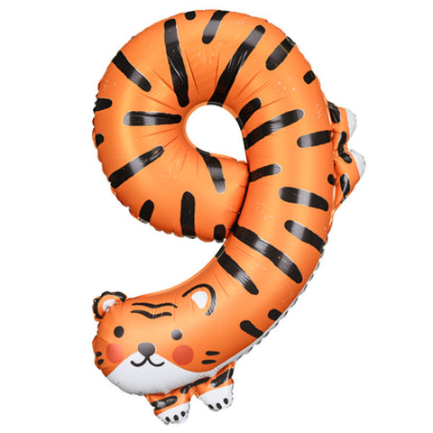 PartyDeco Tiger Number 9 Foil Balloon (34")