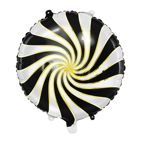 Gold and Black Candy Cane Round Foil Balloon (14")