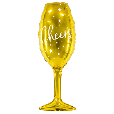 Cheers Golden Champagne Glass Foil Balloon (31")