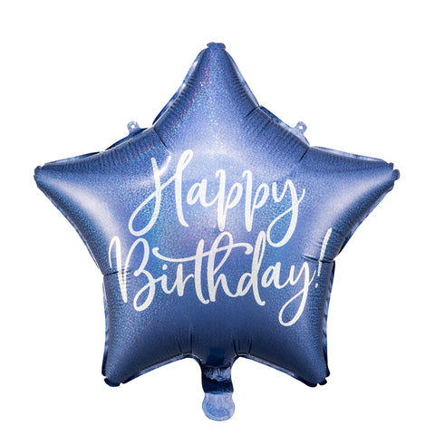 Happy Birthday Navy Star Foil Balloon (18.5")