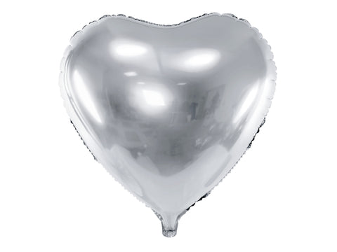 Party Deco Silver Heart Foil Balloon (18")