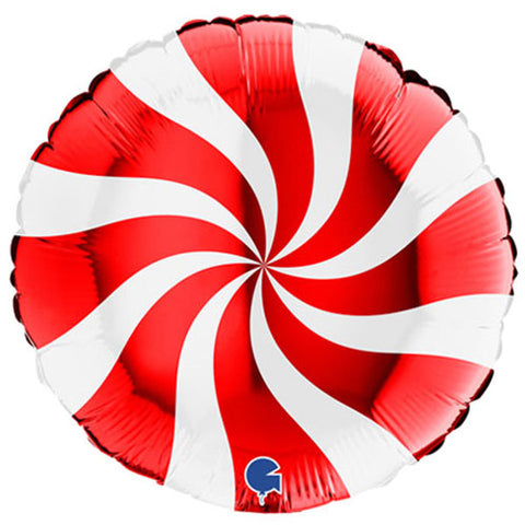 Swirly White Red Foil Balloon (18")