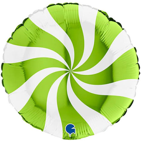Swirly White Lime Green Foil Balloon (18")