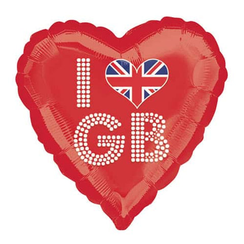 I Love Heart GB Red Heart Foil (18")