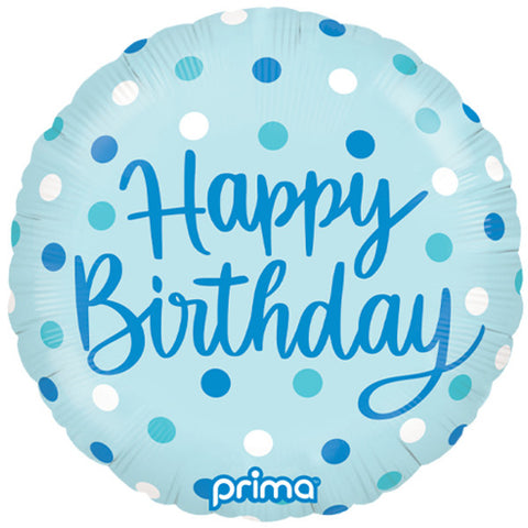 Happy Birthday Blue Dots Foil Balloon (18")