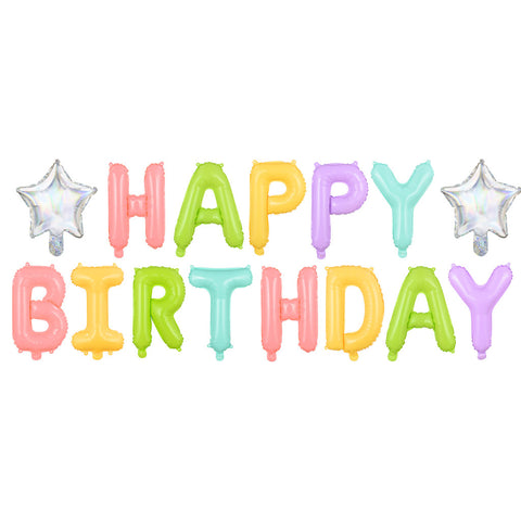 Rainbow Air-filled Birthday Banner Foil Balloon (14")