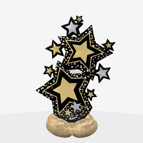 Airloonz Black & Gold Star Cluster Foil Balloon (59")