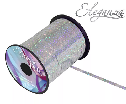 Eleganza Holographic Silver Curling Ribbon 5mm x 250yds
