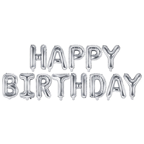 Silver Air-filled Birthday Banner Foil Balloon (14")