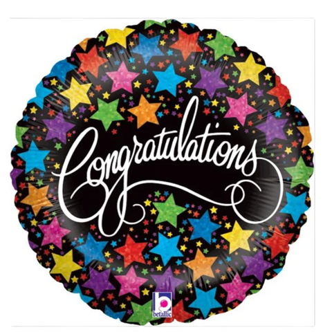 Congratulations Stars Holographic Foil Balloon (18")