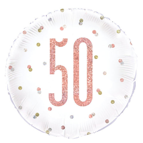 Birthday Glitz Rose Gold Foil Balloon - Age 50 (18")