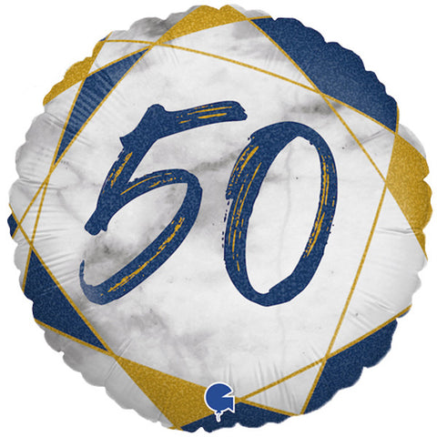 Marble Mate Blue Foil Balloon - Age 50 (18")