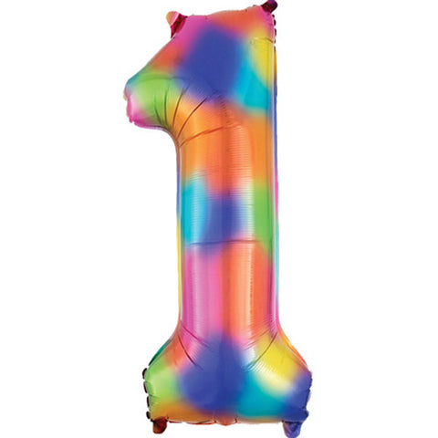 Anagram Rainbow Splash Number 1 Foil Balloon (34")