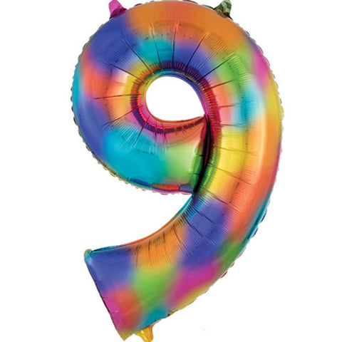 Anagram Rainbow Splash Number 9 Foil Balloon (34")