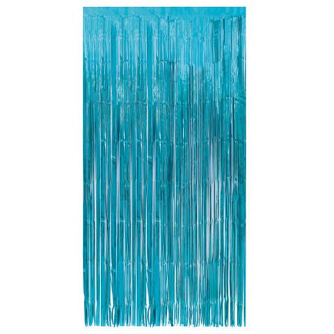Metallic Baby Blue Gold Fringe Door Curtain