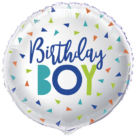 Birthday Boy Confetti Round Foil Balloon (18")