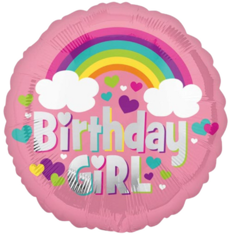Birthday Girl Rainbow Round Foil (18")