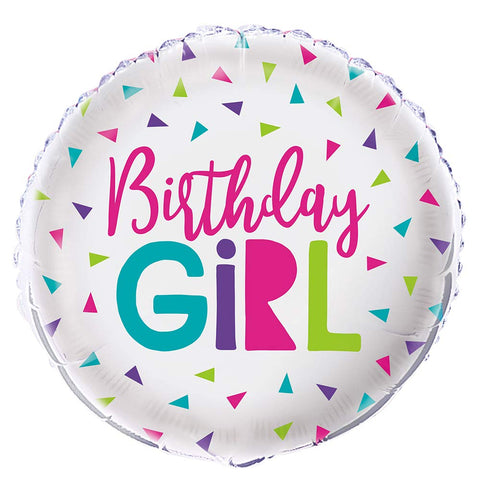 Birthday Girl Confetti Round Foil Balloon (18")