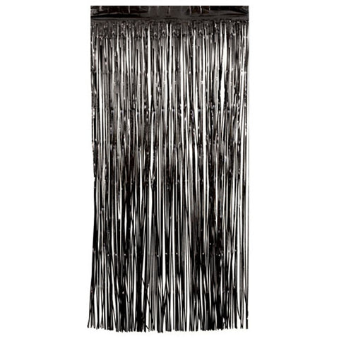 Metallic Black Fringe Door Curtain