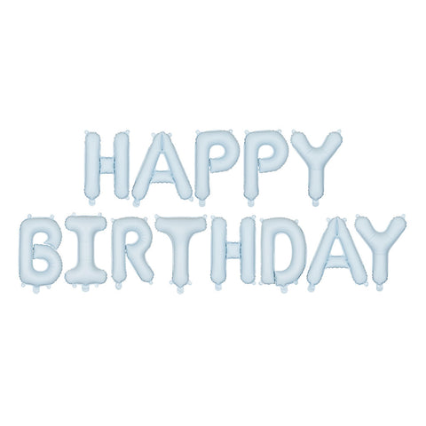 Light Blue Happy Birthday Air-Filled Balloon Banner (340x35cm)