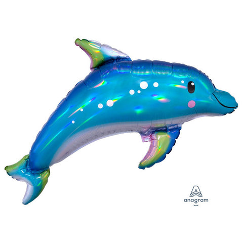 Iridescent Blue Dolphin Foil Balloon (29")