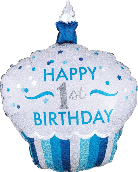 1st Birthday Cupcake Foil Balloon (36")