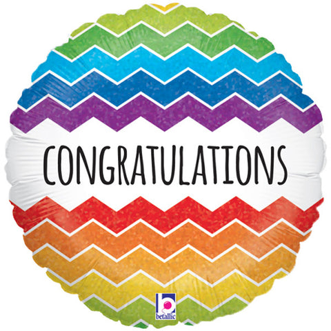 Rainbow Chevron Congratulations Foil Balloon (18")