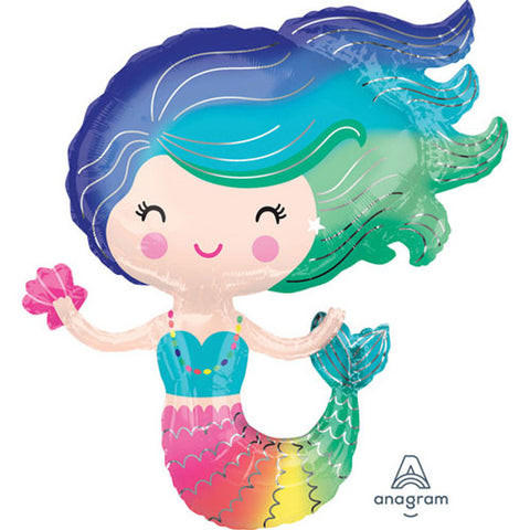 Colourful Mermaid Supershape Foil Balloon (30")