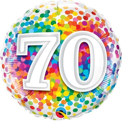 Rainbow Confetti Foil Balloon - Age 70 (18")