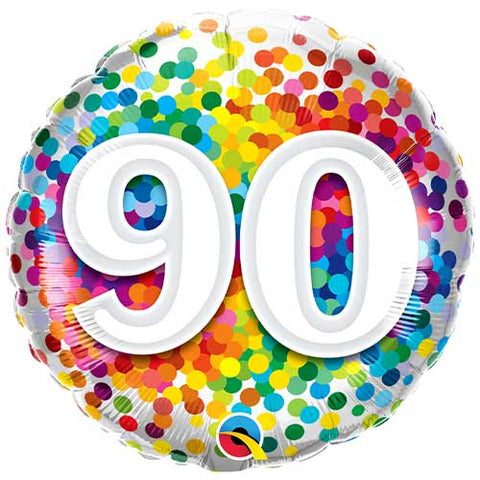 Rainbow Confetti Foil Balloon - Age 9018")
