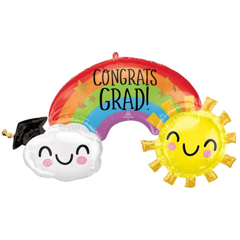 Congrats Grad Rainbow Supershape Foil Balloon (41")