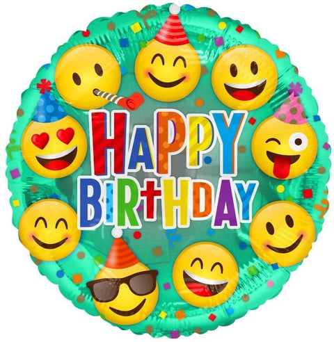Emoji Happy Birthday Foil Balloon (18")