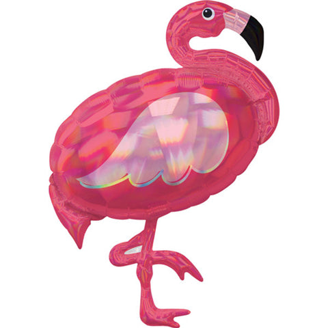 Iridescent Pink Flamingo Supershape Foil Balloon (33")